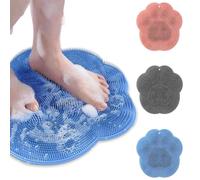 Silicone Bathroom mat, Foot Massager Wall-Mounted Back Washer Bathroom Massage mat with Anti-Slip Suction Cup to Free Your Hands Blue 2pcs