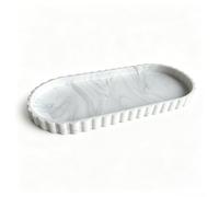 Silicone Bathroom Tray,Sink Caddy,Vanity Organizer,12in x 5in,Oval (White Marble)