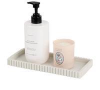 Silicone Bathroom Tray Small Vanity Organizer Rectangle Sink Caddy Sponge Holder Kitchen Counter Decor for Dish Soap, Perfume, Candle, Beige