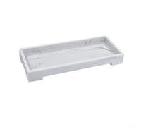Silicone Bathroom Vanity Tray Non Slip Countertop Organiser for Soap Dispenser Cosmetics Shatterproof Storage Box White 25.5cm(White B)