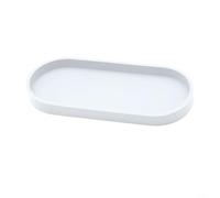 Silicone Bathroom Vanity Tray Non-Slip Countertop Organiser for Soap Dispenser & Toiletries - Shatterproof Storage Plate 25x11x2cm(White)