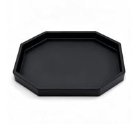 Silicone Bathroom Vanity Tray Octagon Black 20x14cm Decorative Perfume Candle Key Organizer