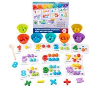 Silicone Bead Math Toy - Number Teaching Beads with Chopsticks - Educational Number Recognition Game Boys Girls Activity for Thanksgiving Birthday