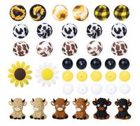 Silicone Beads - 39PCS Highland Cow Silicone beads,DIY Silicone Beads For Dummy Clip Making,Necklaces Bracelet Keychain Jewellery Making, Highland Cow Gifts for Women,Highland Cow Focal Beads Silicone