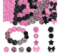 Silicone Beads Set of 64 Premium Craft Beads for Threading, 15 mm Colourful Beads for Key Chains, Bracelets, DIY Jewellery, Dummy Chain Crafts, Children's Crafting Beads Bulk (Multicolour)