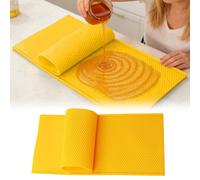 Silicone Beeswax Foundation Mold with Honey Scraper, 5.4mm Honeycomb 2 Sheets Non-Stick for Beekeeping and Candle Making (Yellow)
