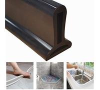 Silicone Bendable Waterproof Strip, Shower Threshold Water Dam Water Stopper,Collapsible Shower Water Dam,Bathroom Floor Seal Water Flow Stop for Wet and Dry Separation (black,78inch /200cm)
