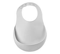 BÉABA - Silicone Baby Bib - Waterproof - Adjustable: Several Sizes - Light and Flexible - Ultra Soft - Easy to Clean - Large Pocket to Catch Food - Grey