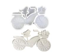Silicone bicycle mould, bird on bicycle design, reusable mould, non-stick silicone soap moulds, for candle pouring, resin, art, soap, plaster, crafts