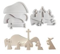 Silicone Birth Shape, Nativity Candle Molds,Nativity Scene Sculpture Silicone Candle Mold - Reusable Flexible Home Birth Decoration Mold for Christmas, Easter Celebration