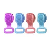 Silicone Body Brush 4-Pack Dual-Sided Quick-Dry Bathing Back Massager | Silicone Body Scrub for Travel Neck Arms Kids Men Women Bathroom Room Gym
