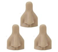 Silicone Body Parts, 3PCS Silicone Nose Model Fake Ear Piercing Practice Kit Soft Flexible Reusable Simulation 3D Silicone Nose Model for Jewelry Display,Practice Teaching (Dark