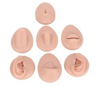Silicone Body Parts, 7PCS Piercing Practice Model Ear Eye Nose Mouth Tongue and Belly Button Model Soft Silicone Body Part Displays Set (medium skin tone)