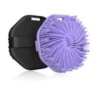 Silicone Body Scrubber 2 Counts, Exfoliating Body Wash Scrubbers Exfoliator, Shower Body Brush for Effective Showering Exfoliation and Gentle Massage (Black+Purple)