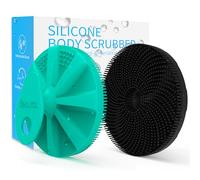 Silicone Body Scrubber 2 Pack, BEAUTAIL Upgrade 3rd Gen Shower Bath Brush, Lather Nicely, Soft Massage Body, More Hygienic Than Loofah, Gentle Exfoliating for Sensitive Skin, Green+Black