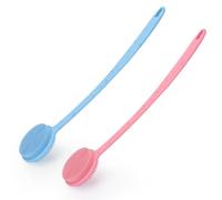 Silicone Body Scrubber 2 Pack, Exfoliating Back Scrubber for Shower Cleaner Brush with Long Handle Bath Scrubber for Body Bath & Body Brushes Double Sided Shower Cleaning Brush for Men(Pink and Blue)
