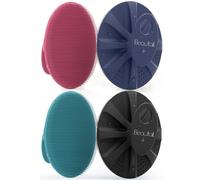 Silicone Body Scrubber 4 Pack, BEAUTAIL Shower Bath Wash Brush, Gentle Exfoliating Scrub Cleansing Loofah for Women Men Baby Sensitive Skin, Lather Nicely, More Hygienic, Black+Pink+Blue+Cyan