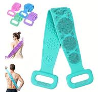 Silicone Body Scrubber Belt,Double-Sided Silicone Back Scrubber for Shower (Green, 60 * 7cm)