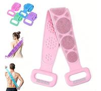 Silicone Body Scrubber Belt,Double-Sided Silicone Back Scrubber for Shower (Pink, 60 * 7cm)
