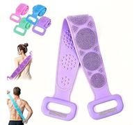 Silicone Body Scrubber Belt,Double-Sided Silicone Back Scrubber for Shower (Purple, 60 * 7cm)