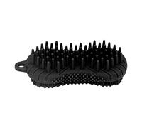 Silicone Body Scrubber Brush Dual Side Ergonomic Handle Safe Massage Exfoliator for Body Hair Scalp Care Purple Green Blue Black (Black)