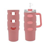 Silicone Boot for 30oz Stanley Cup, Anti Scratch All Around Protection Stanley Water Bottle Sleeve, Secure Fit Reusable Protector Boot Cover for Stanley Cup Accessories (Pink)