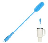 Silicone Bottle Cleaning Brush with Long Handle, 39.5cm Water Bottle Cleaner for Baby Bottles, Hydro Flask, Sports Bottle, Vase, Glassware, Perfect for Smaller Diameter Bottle Openings (Long Blue)
