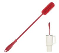 Silicone Bottle Cleaning Brush with Long Handle, 39.5cm Water Bottle Cleaner for Baby Bottles, Hydro Flask, Sports Bottle, Vase, Glassware, Perfect for Smaller Diameter Bottle Openings(Long Red)