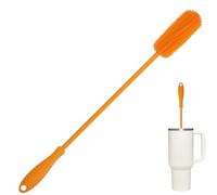 Silicone Bottle Cleaning Brush with Long Handle, 39.5cm Water Bottle Cleaner for Baby Bottles, Hydro Flask, Sports Bottle, Vase, Glassware, Perfect for Smaller Diameter Bottle Openings(Long Orange)