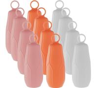Silicone Bottle Covers, 12Pcs Leak Locks Toiletry Skins Leakproof Travel Bottle Covers,Stretchable Toiletry Skins Sleeves Travel Essentials, Orange, Squeeze Bottles