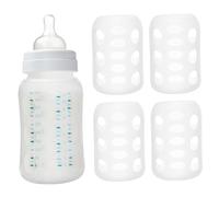 Silicone Bottle Covers, 4PCS Silicone Sleeve for Glass Bottle, Heat Insulation Non Slip Flexible Covers for 120ml Wide-Mouthed Baby Bottles Traveling