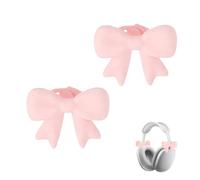 Silicone Bow Headphone Accessories - Cute Bows for Headphone Decoration,Universal Fit,Clip-On Design,Gift for Music Lovers & Women (Pink)