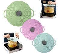 Silicone Bowl Covers Silicone Lids 3PCS Silicone Lids for Pots and Pans 12.4/9.1/7.9'' Silicone Pot Lids with Handle Reusable Suction Seal Covers for Bowls