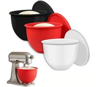 Silicone Bowl Liners for KitchenAid 5 Qt Mixers - 3-Piece Food-Grade Silicone Inserts with Lids | Fits Kitchen Mixer Accessories Replacement Bowl Solution