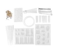 Silicone Bracelet Casting Molds, Jewelry Casting Molds for DIY Craft, Multi - Shape Pendant Making Mold Set with Metal Drill and Mixing Tools for Earrings Necklaces