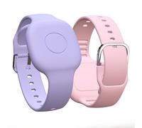 Silicone Bracelet for Tile by Life360 Mate (2024) Tracker, 2 Pack Waterproof Protective Hidden Holder for Tile Mate 2024/2022, Adjustable Watch Band for Kids/Child/Teen/Elderly, Pink+Purple