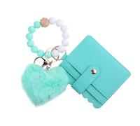Silicone Bracelet Wallet - Plush Heart Key Ring Wallet for Women - Lovely Stylish Key Wallet Holder Card Case for Birthday, New Year