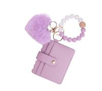 Silicone Bracelet Wallet - Plush Heart Key Ring Wallet for Women - Lovely Stylish Key Wallet Holder Card Case for Birthday, New Year