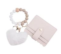 Silicone Bracelet Wallet - Plush Heart Key Ring Wallet for Women - Lovely Stylish Key Wallet Holder Card Case for Birthday, New Year
