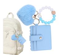 Silicone Bracelet Wallet - Plush Heart Key Ring Wallet for Women - Lovely Stylish Key Wallet Holder Card Case for Birthday, New Year