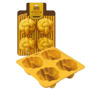 Silicone Braided Challah Roll Pan - Perfect Challah Bread Braid Baking Mold, No Shaping Required - 4 Small Challettes - by The Kosher Cook