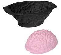 Silicone Brain Mold - Realistic Human Brain Cake Mold,3.2" Deep, Large Volume with Support Base,Thicken Organs Mould for Halloween Fondant Candy Chocolate Jelly or Pudding (Black Brain)