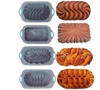Silicone Bread Baking Mould | Easy Removal Homemade Bread Loaf Mould | 4 Pieces Baking Mould for the Kitchen, Suitable for the Microwave, for Treats such as Brownies, Cakes, Meat Loaf, Lasagna and Pie