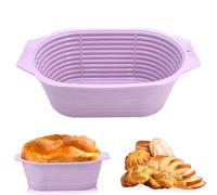 Silicone Bread Proofing Basket-Bread Banneton Proofing Basket for Sourdough, BPA Free Bread Making Bowl Silicone Banneton Bread Proofing Basket (Purple, Oval)