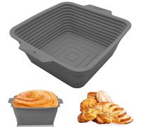 Silicone Bread Proofing Basket-Bread Banneton Proofing Basket for Sourdough, BPA Free Bread Making Bowl Silicone Banneton Bread Proofing Basket (Grey, Square)