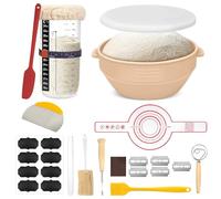 Silicone Bread Proofing Basket Set Sourdough Starter Kit with Accessories Perfect for Making Bread at Home (Beige circular)