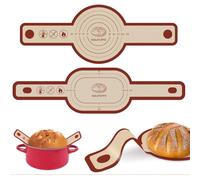 Silicone Bread Sling For Dutch Oven, 2 PCS Red Non-Stick & Reusable Bread Baking Mat with Extra Long Handles, Easy and Safe Sourdough Transfer, Dishwasher Safe Baker's Tools, Round and oval