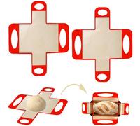 Silicone Bread Sling Mat - Reusable Sourdough Bread Making Loaf Pan Lifter Liner Non-Stick & Easy Clean Dough Transfer Mats with 4 Handles Fits for 9x5 or 1.5lb Loaf Pans (2Pcs Red)