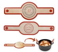 Silicone Bread Sling Oval and Round - Non-Stick & Easy Clean Reusable Baking Mat for dutch oven. With Long Handles Sourdough tools supplier Liner, 2 Brown Set (BDBM-BR2M)