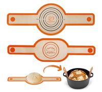 Silicone Bread Sling Oval and Round - Non-Stick & Easy Clean Reusable Baking Mat for Dutch Oven. with Long Handles Sourdough Tools Supplier Liner, 2 Orange Set (BDBM-OG2M)